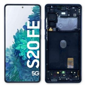 Pantalla Service Pack super AMOLED negra con marco azul oscuro "cloud navy" para Samsung Galaxy s20 fe 4g, sm-g780